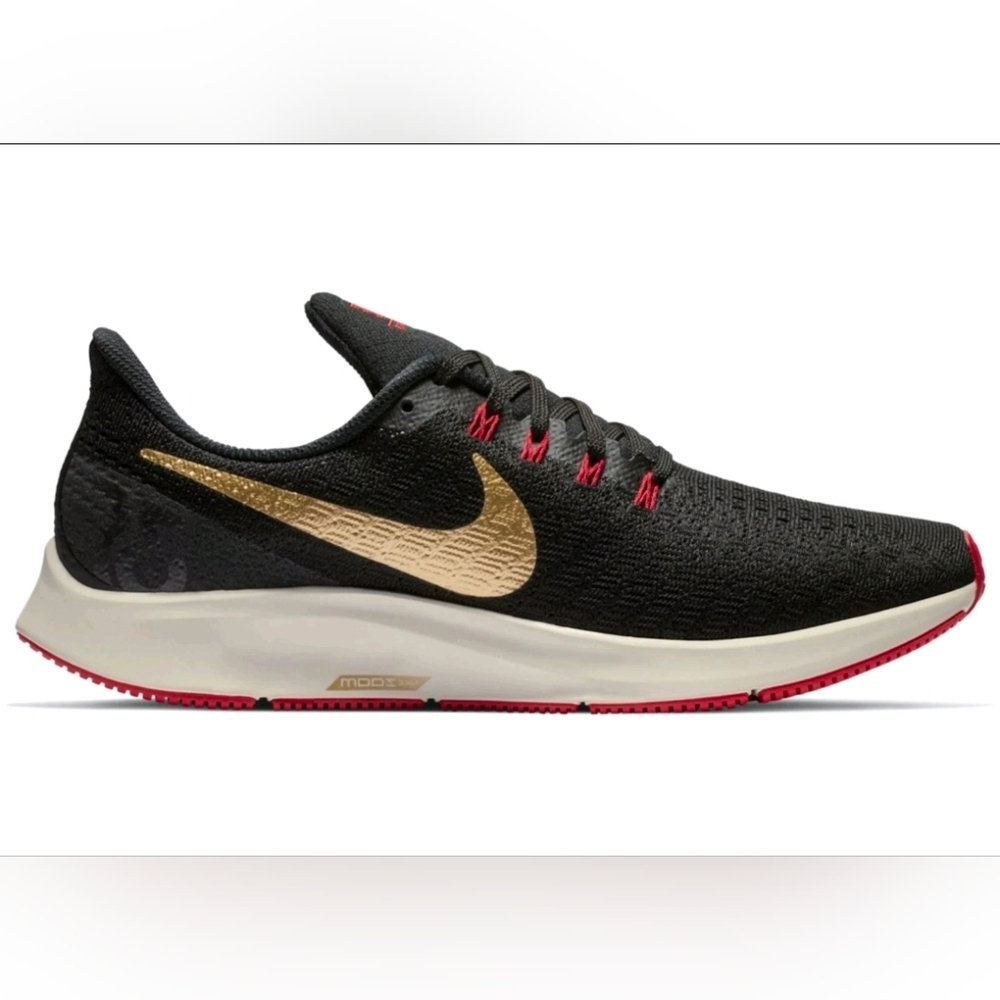 Nike Air Zoom Pegasus 35 Black Metallic Gold Running Shoes Mens Size 9
